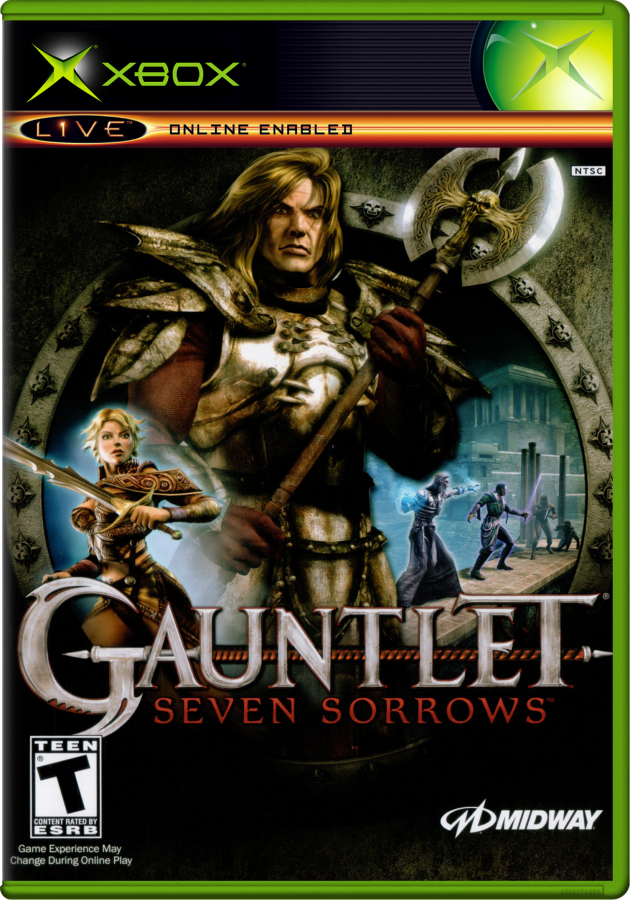 Gauntlet Seven Sorrows game cover for Xbox video game. 