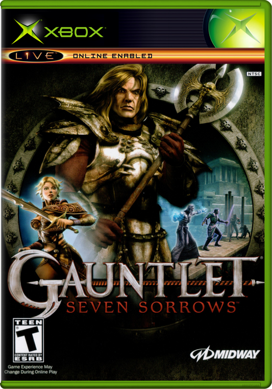 Gauntlet Seven Sorrows game cover for Xbox video game. 