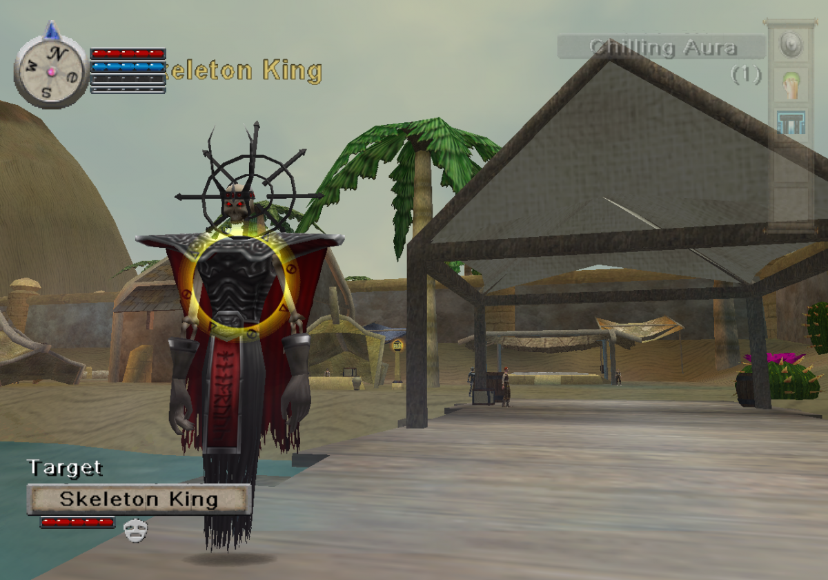 EverQuest Online Adventures: Frontiers for PlayStation 2 (PS2) featuring the console MMO expansion that adds new zones quests monsters and gear to the world of Norrath; team up with other players choose a class and explore a large online fantasy adventure built for PS2 network play gameplay screenshot