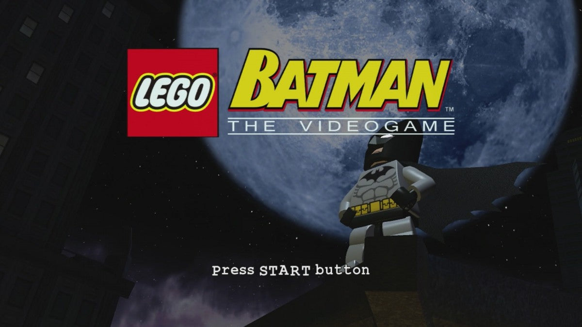 LEGO Batman: The Videogame start screen for Xbox 360 (X360) action-adventure superhero video game