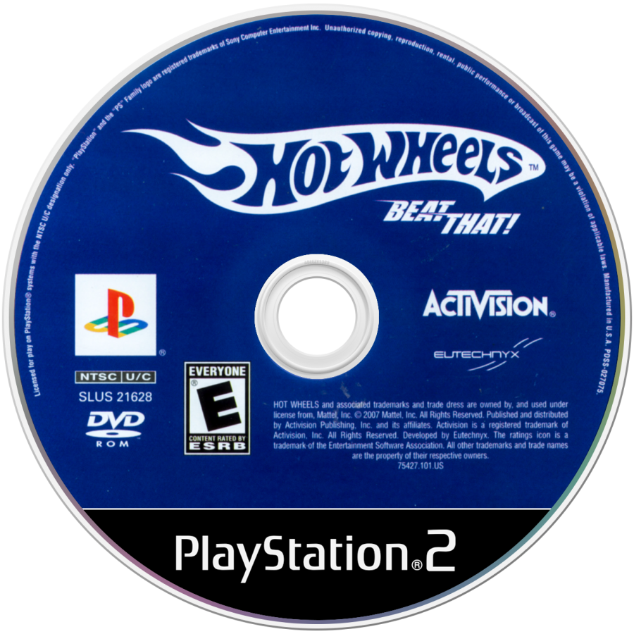 Hot Wheels: Beat That! disc art for Playstation 2 racing video game