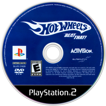 Hot Wheels: Beat That! disc art for Playstation 2 racing video game