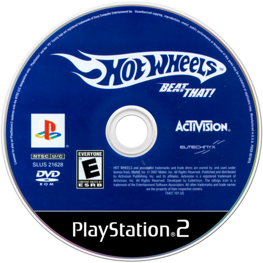 Hot Wheels: Beat That! disc art for Playstation 2 racing video game