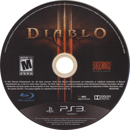 Diablo III disc art for PlayStation 3 PS3 video game