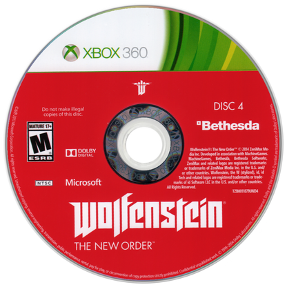 Retro Wolfenstein The New Order Xbox 360 inspired design featuring alternate history first person shooter aesthetic vintage HD era resistance warfare Nazi occupied dystopia intense gunplay cinematic action stealth shooter atmosphere nostalgic Bethesda FPS presentation disc 4 