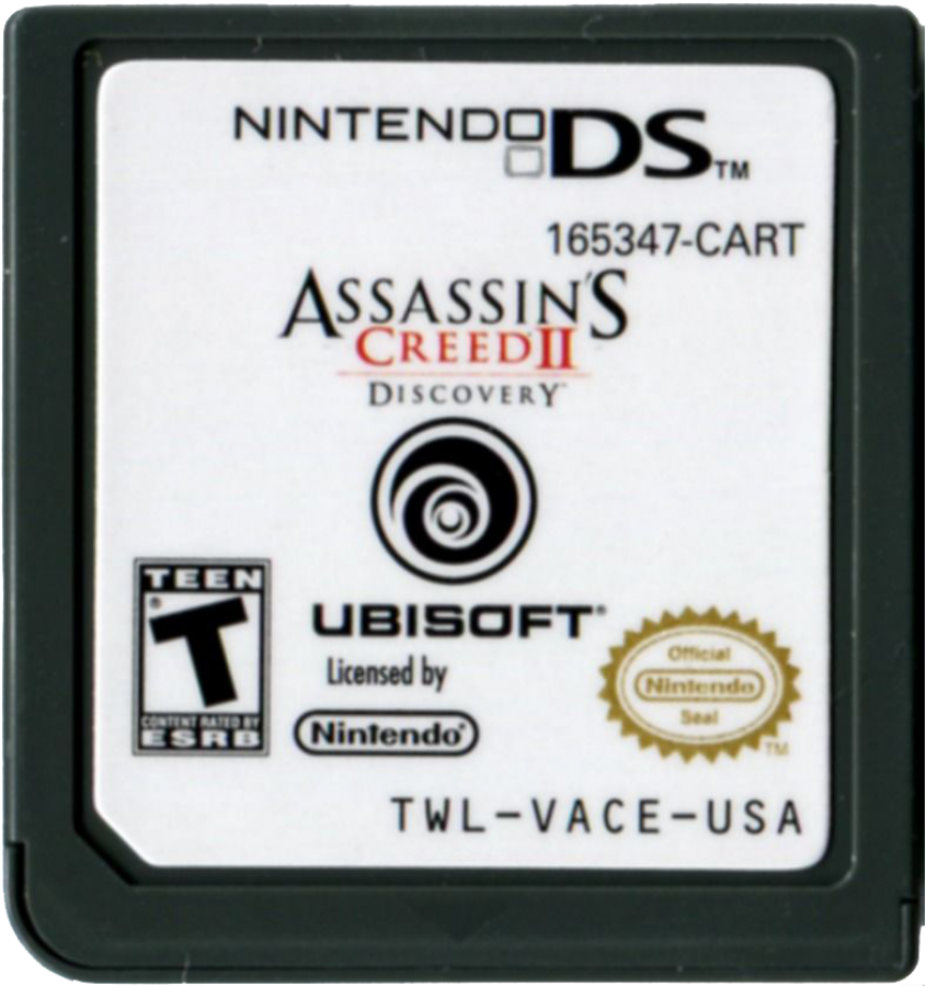 Assassin’s Creed II Discovery for Nintendo DS side scrolling action adventure game featuring stealth platforming missions historical settings puzzle elements and a unique handheld Assassin’s Creed gameplay experience cartridge