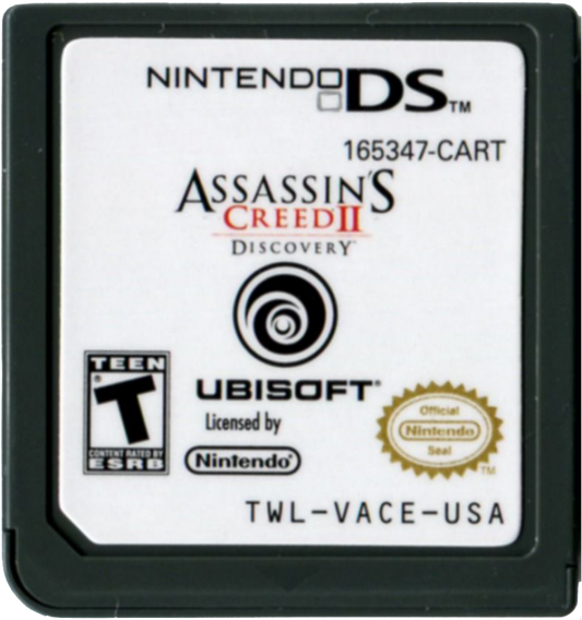 Assassin’s Creed II Discovery for Nintendo DS side scrolling action adventure game featuring stealth platforming missions historical settings puzzle elements and a unique handheld Assassin’s Creed gameplay experience cartridge
