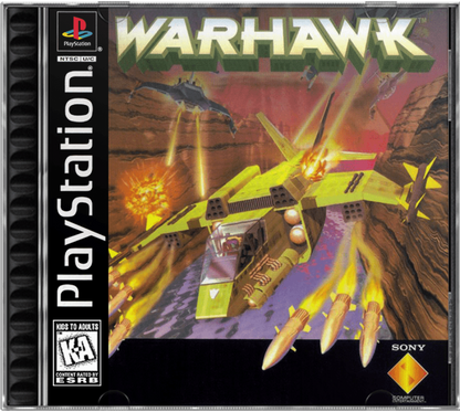 Warhawk cover art for PlayStation 1 (PS1) flight combat video game