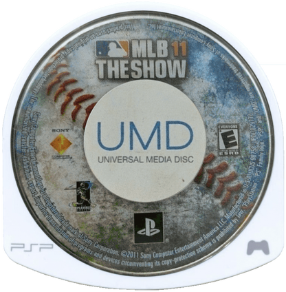 MLB 11 The Show PlayStation Portable PSP video game featuring baseball sports simulation gameplay Major League Baseball teams and players batting pitching fielding home run hitting season mode franchise management realistic baseball action and classic handheld PlayStation gameplay retro video game collection collectible gaming appeal disc