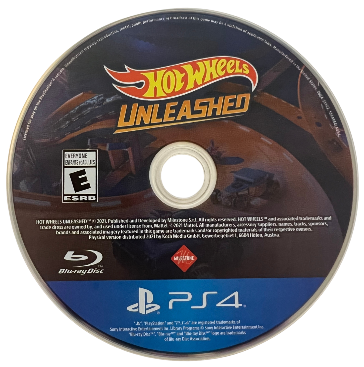 Hot Wheels Unleashed for PlayStation 4, disc for an arcade racing video game with toy car racing, fast-paced tracks, stunt driving, and competitive multiplayer gameplay