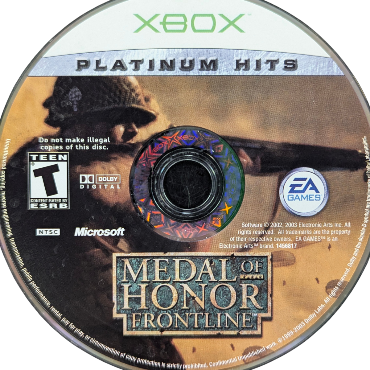 Medal of Honor: Frontline Platinum Hits for Xbox (XBOX) at Gamers INC, featuring an intense cinematic World War II campaign including the iconic D-Day landing at Omaha Beach for a definitive first-person shooter experience disc