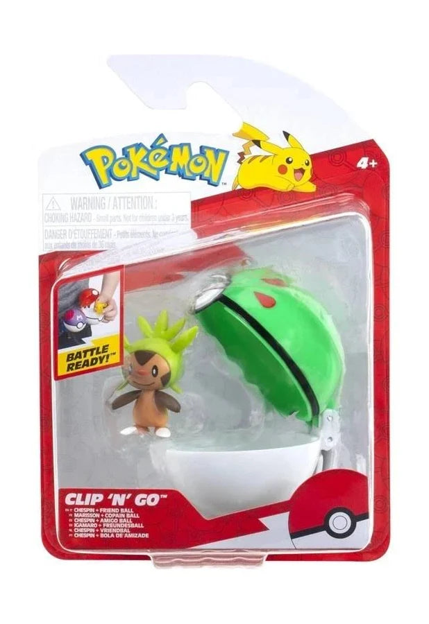 Pokemon Double Battle Figures Chespin Friend Ball collectible Pokémon figure set featuring Chespin grass type with Friend Ball Poké Ball accessory detailed mini figure display toy for fans and collectors