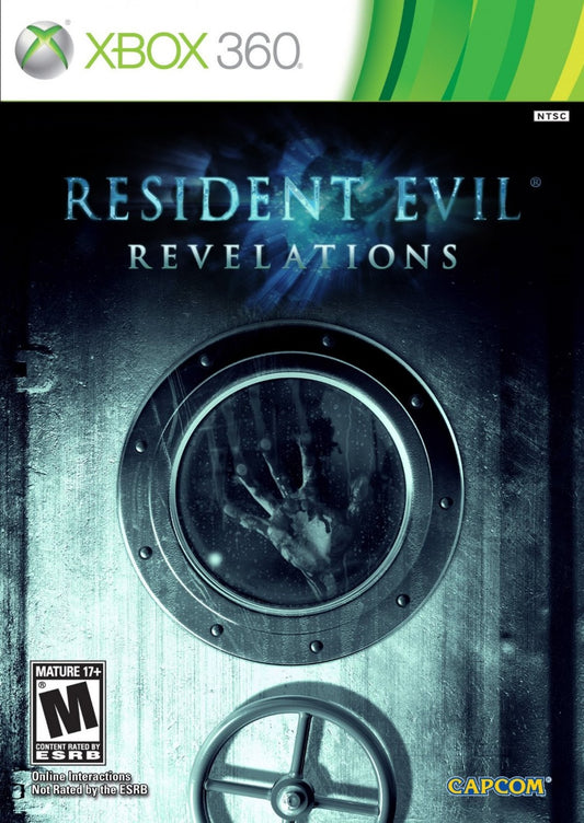 Retro Resident Evil Revelations inspired design featuring survival horror action aesthetic vintage handheld and console era atmospheric ship based outbreak tense exploration limited resources bio organic terror cinematic storytelling nostalgic Capcom horror presentation cover art