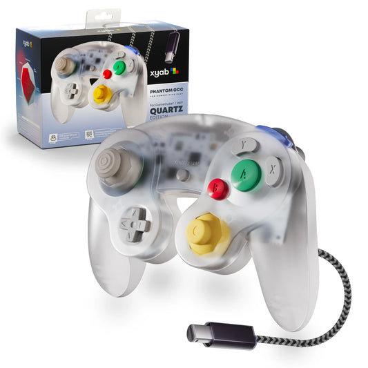 Phantom GCC Competition Quartz Edition GameCube controller by XYAB, ergonomic GameCube accessory, high-performance buttons and joystick, ideal for competitive and casual gaming, compatible with Nintendo GameCube, precision controls for fighting and platform games