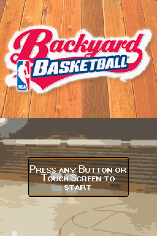 Backyard Basketball start screen for Nintendo DS (DS) basketball sports video game