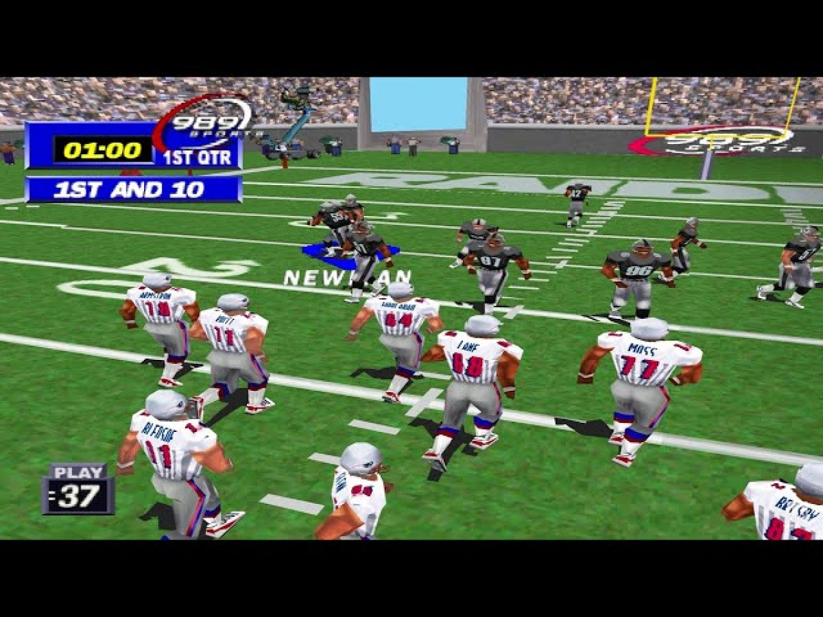 NFL GameDay 99 game for the PlayStation featuring American football gameplay with realistic team rosters season modes play calling mechanics and broadcast style presentation representing the 1998 NFL season gameplay