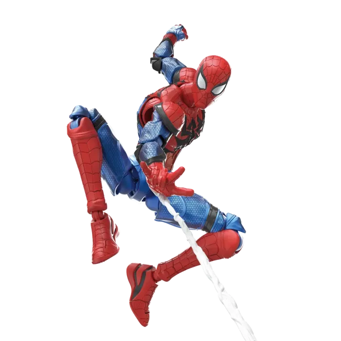 Blokees Marvel Rivals Champion Class 06 Spider Man collectible model kit inspired design featuring dynamic superhero action aesthetic iconic web slinger pose detailed armor style suit components articulated display figure Marvel gaming universe collectible presentation