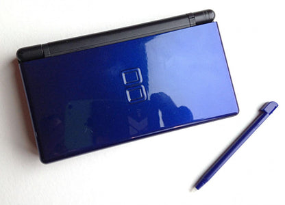 Nintendo DS Lite Cobalt and Black handheld gaming console.