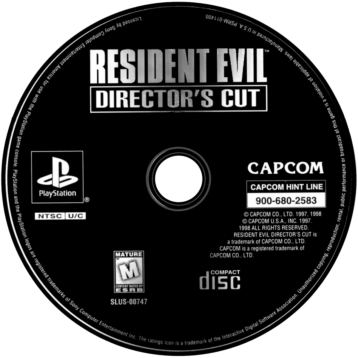 Resident Evil Directors Cut Greatest Hits PlayStation 1 game featuring classic survival horror gameplay, fixed camera angles, and the original Spencer Mansion experience disc 