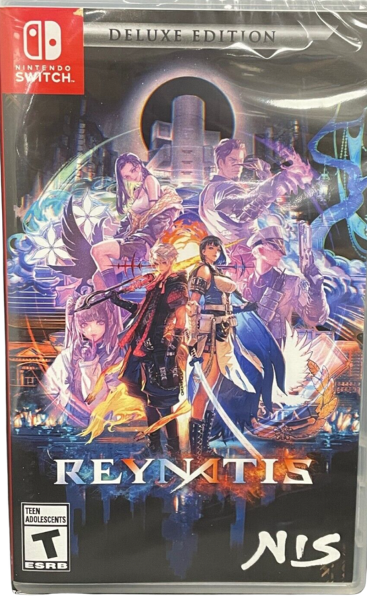 REYNATIS Nintendo Switch inspired design featuring urban fantasy action role playing adventure aesthetic modern magical warfare powerful spellcasting abilities stylish anime inspired characters immersive city exploration cinematic combat and story driven gameplay presentation front cover