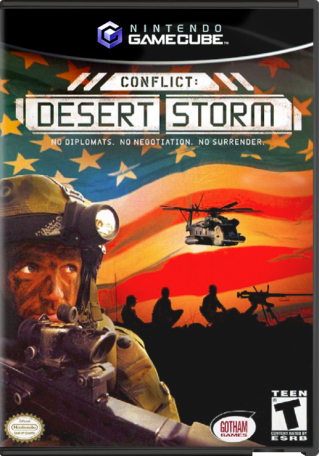 Conflict: Desert Storm cover art for GameCube (GC) tactical military shooter video game