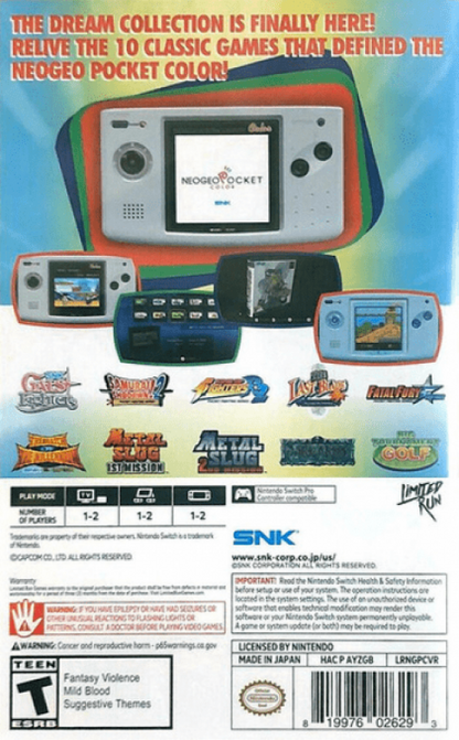 Neogeo Pocket Color Selection Vol. 1 [Classic Edition] back of box for Nintendo Switch (NS) cover art for video game