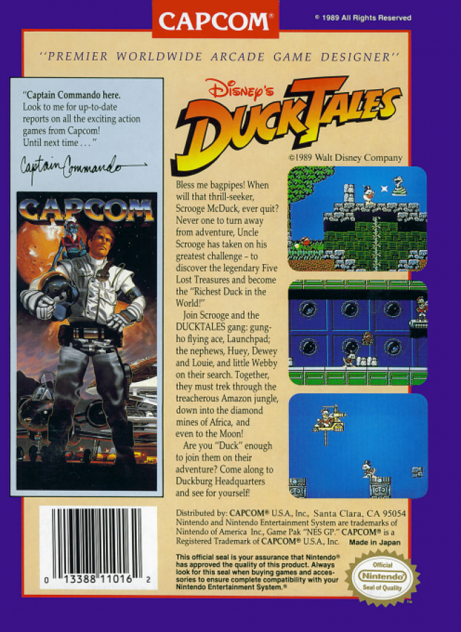 Duck Tales – Nintendo Entertainment System (NES) Back Cover Art Image