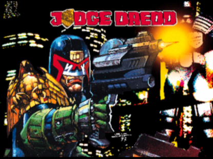 Judge Dredd retro sci-fi action shooter game for PlayStation 1 (PS1) title screen