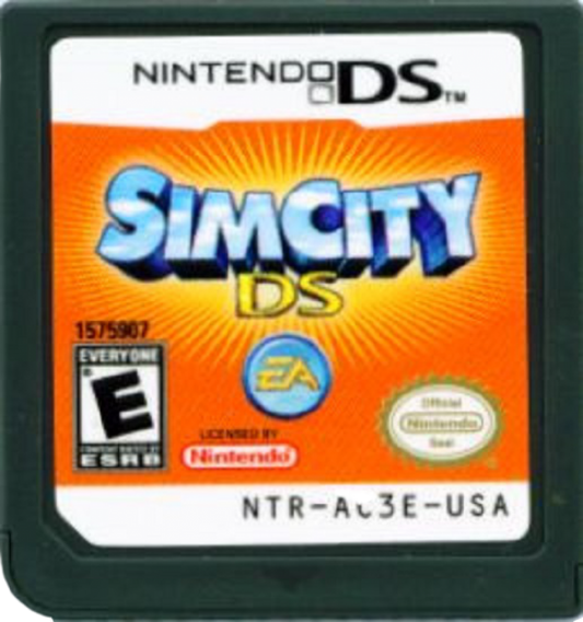 SimCity DS Nintendo DS cartridge for retro video game featuring city building simulation gameplay urban planning and resource management growing metropolitan skylines strategic development decisions transportation systems civic infrastructure and portable strategy gaming experience