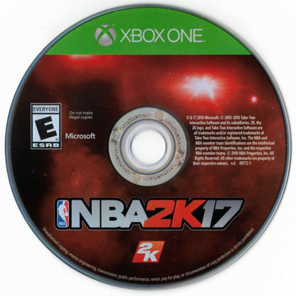 NBA 2K17: disc for Xbox One (XONE) sports basketball video game.