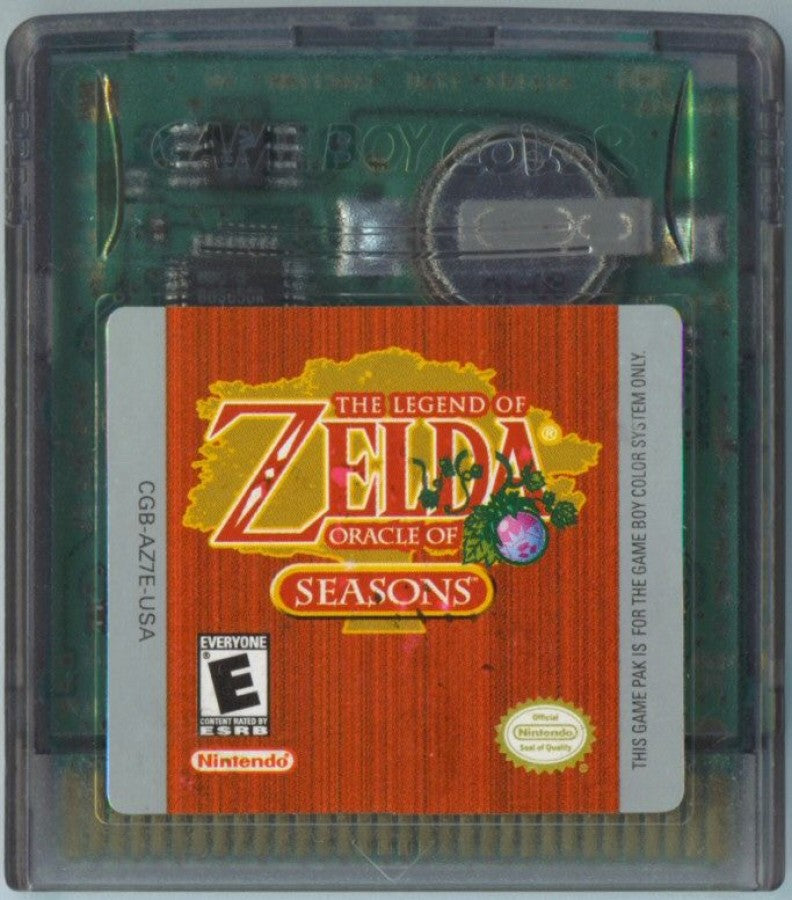 The Legend of Zelda: Oracle of Seasons Nintendo Game Boy Color GBC for action adventure retro video game fans featuring seasonal puzzle solving epic exploration dungeon crawling sword combat magical abilities fantasy world classic handheld gaming collectible gaming appeal cartridge