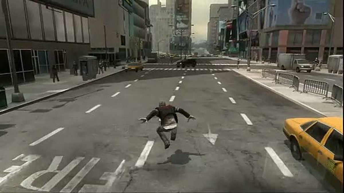 Prototype Xbox 360 open-world action-adventure game with shapeshifting abilities consuming enemies and parkour traversal in a military conspiracy gameplay screenshot