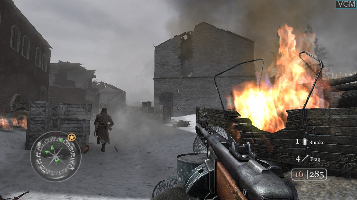 Call of Duty 2 Game of the Year Edition Xbox 360 game featuring World War II first person shooter campaign intense infantry combat authentic historical battles enhanced graphics and multiplayer modes by Infinity Ward gameplay