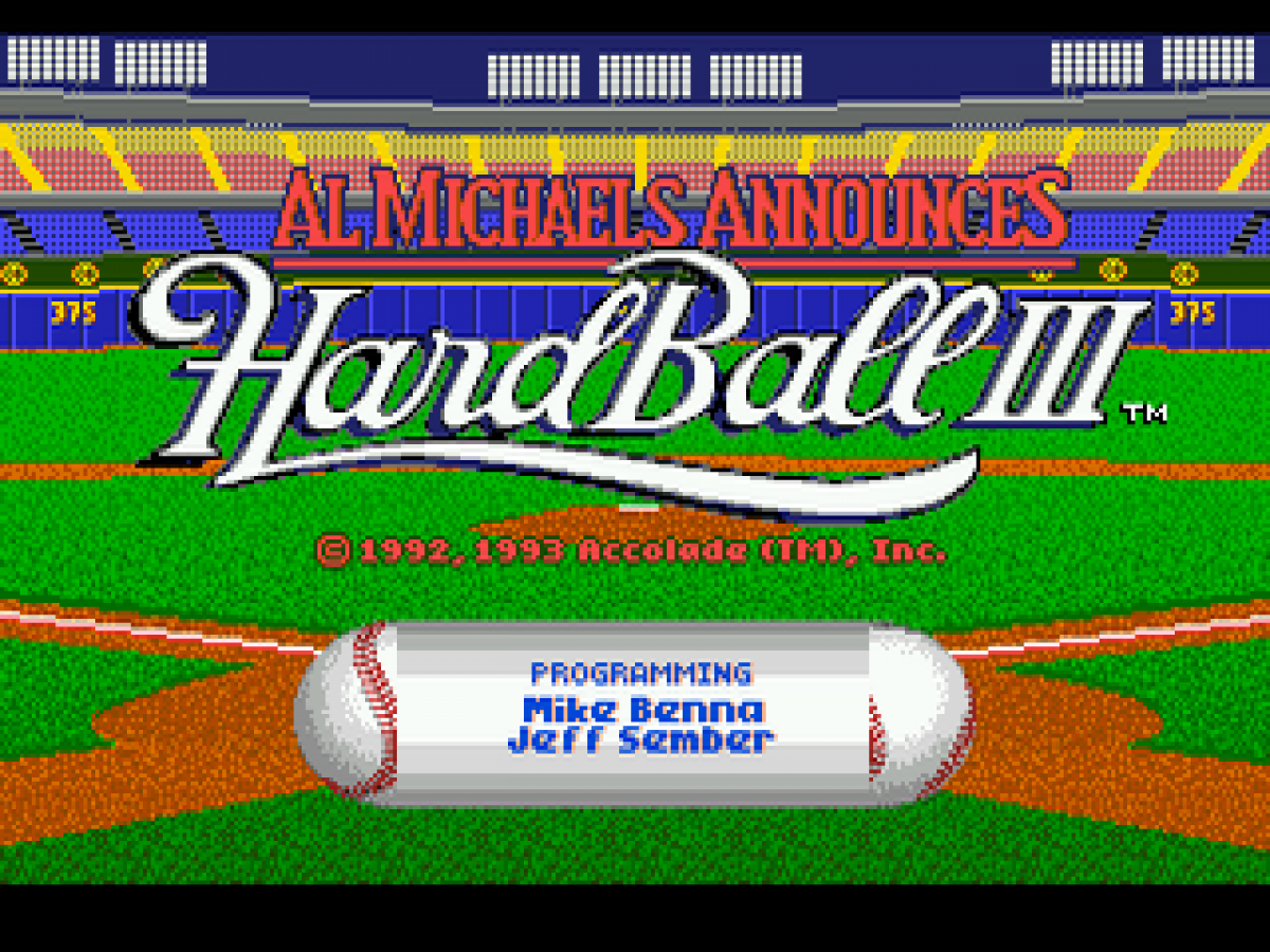 HardBall III title screen for Sega Genesis (GEN) video game