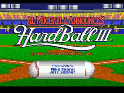HardBall III title screen for Sega Genesis (GEN) video game