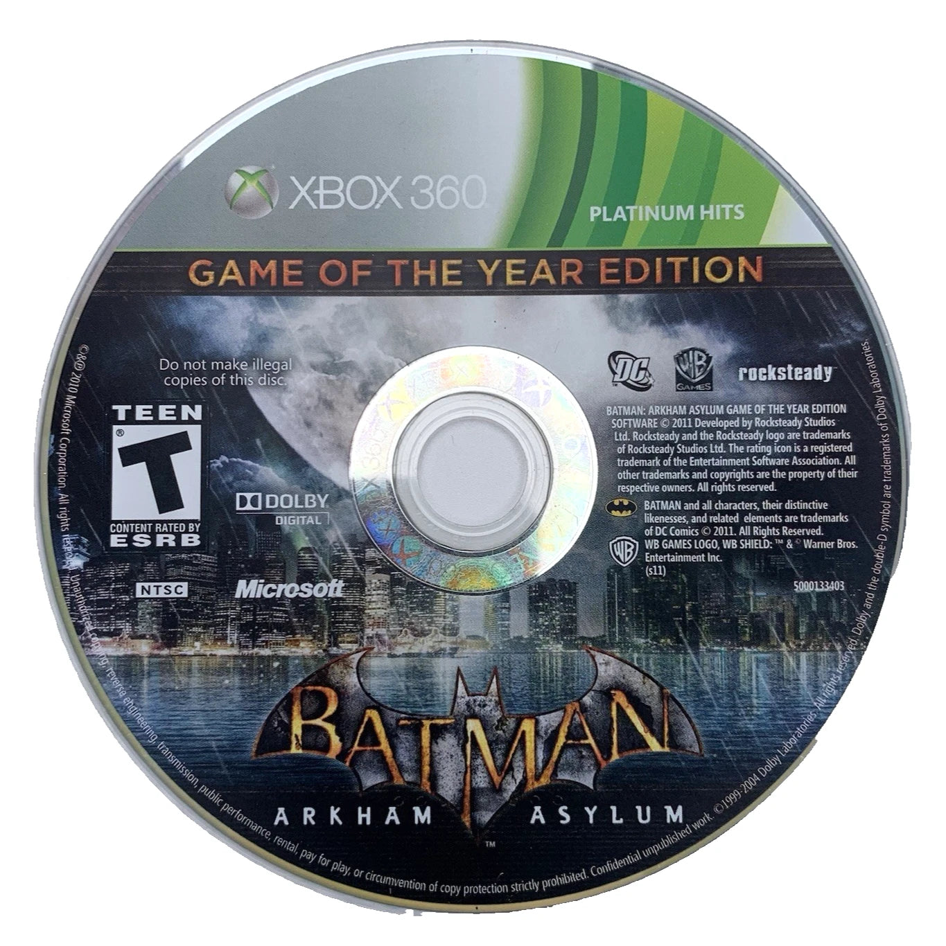 Batman: Arkham Asylum [Game of the Year Edition] disc for Xbox 360 (X360) action-adventure video game