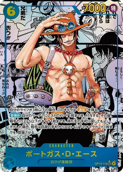 Manga Rare Portgeas D. Ace from One Piece TCG OP13 Inherited Will Booster Packs