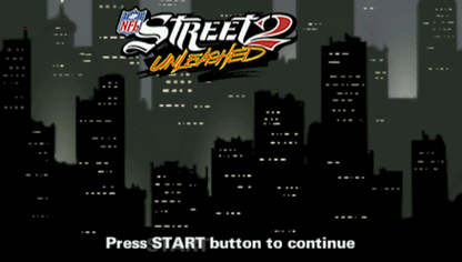 NFL Street 2 Unleashed start screen for PlayStation Portable (PSP) football sports game