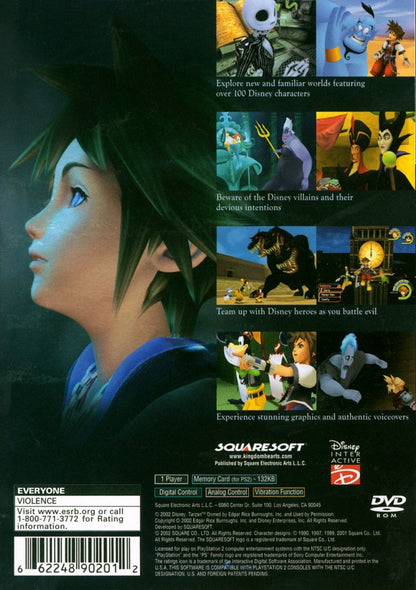 Kingdom Hearts back cover art for PlayStation 2 (PS2) video game