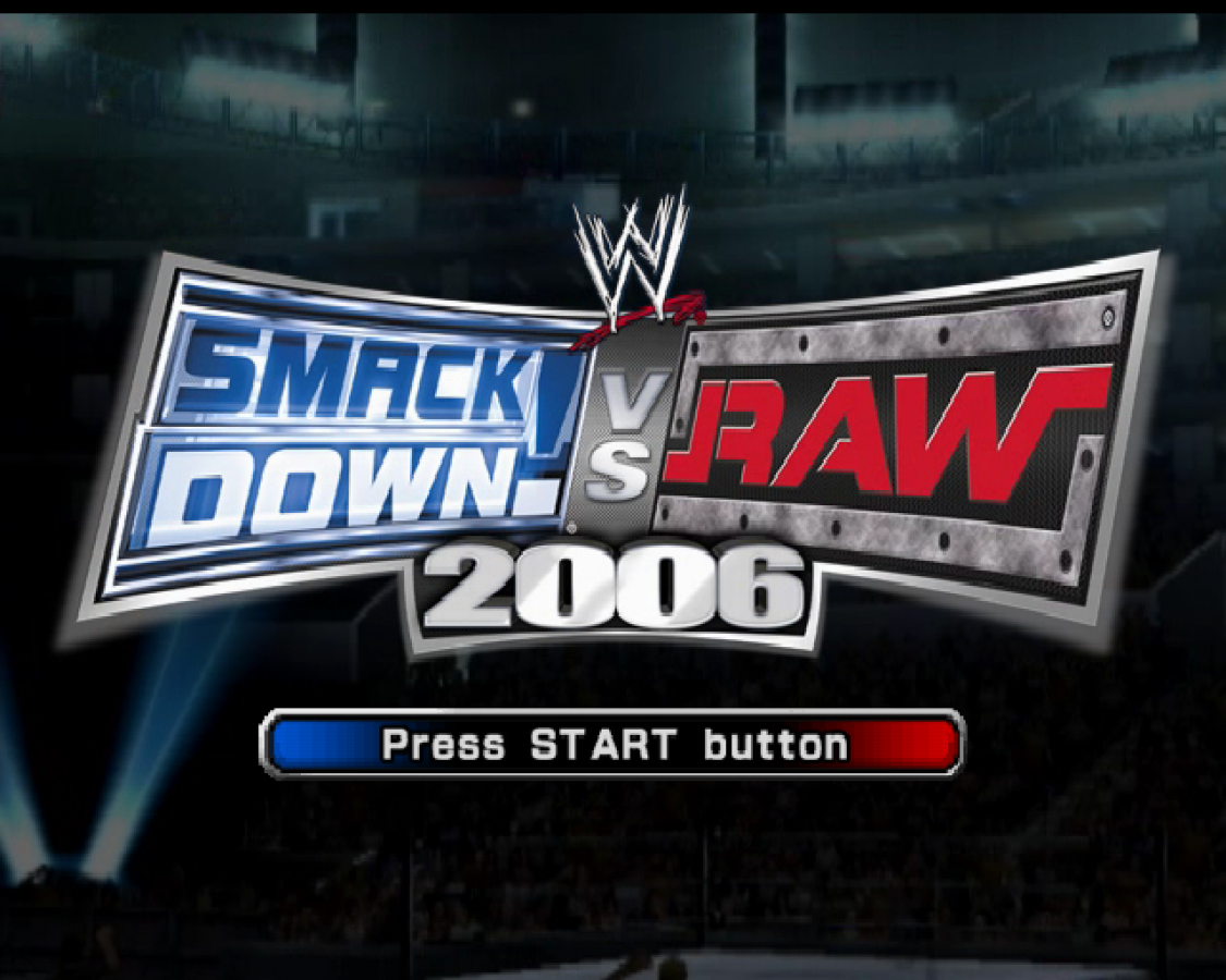 WWE SmackDown vs. Raw 2006 – PlayStation 2 (PS2) video game title screen, pro wrestling.