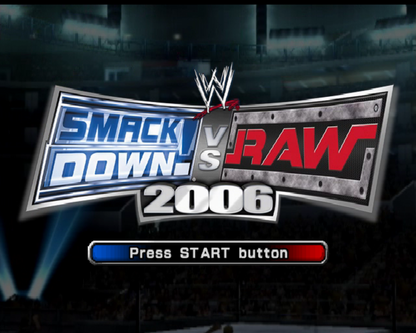WWE SmackDown vs. Raw 2006 – PlayStation 2 (PS2) video game title screen, pro wrestling.