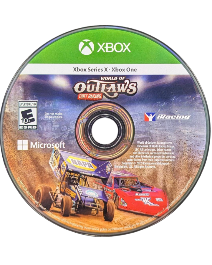 World of Outlaws: Dirt Racing disc art for Xbox Series X (XSX) dirt track racing simulation video game