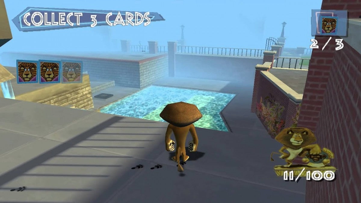 Madagascar Xbox action-adventure video game based on the DreamWorks animated film starring Alex the Lion Marty the Zebra Melman the Giraffe Gloria the Hippo and the penguins jungle safari levels New York zoo escape island survival cooperative gameplay character swapping platforming puzzle solving movie voice actors licensed tie-in gameplay screenshot