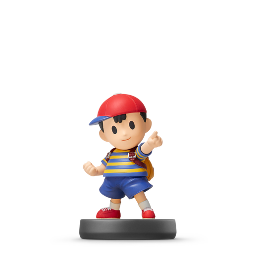 Ness Amiibo Super Smash Bros Nintendo Amiibo collectible figure featuring Ness from EarthBound detailed character design baseball cap and bat Super Smash Bros styling NFC functionality compatible Nintendo games Amiibo collection display collectible and gaming accessory appeal