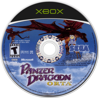 Panzer Dragoon Orta retro Xbox video game Panzer Dragoon Orta rail shooter dragon combat sci fi aerial shooter on rails boss battles fast paced arcade style gameplay console title Xbox release disc