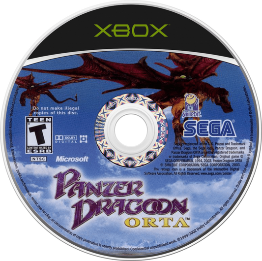Panzer Dragoon Orta retro Xbox video game Panzer Dragoon Orta rail shooter dragon combat sci fi aerial shooter on rails boss battles fast paced arcade style gameplay console title Xbox release disc
