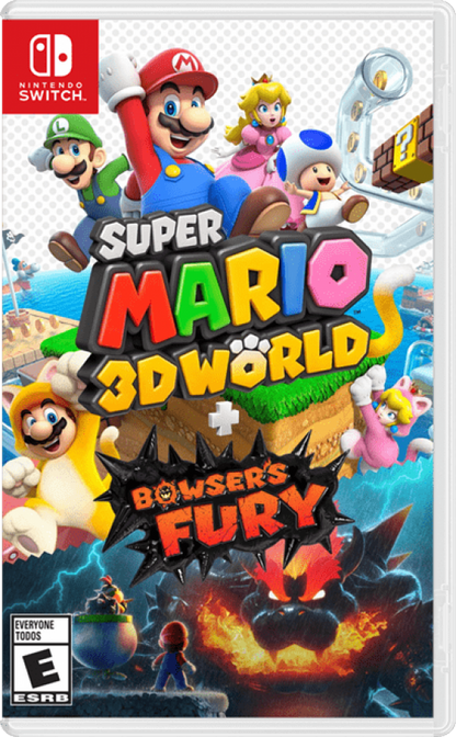 Super Mario 3D World plus Bowsers Fury cover art for Nintendo Switch platformer game