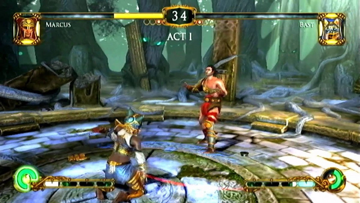 Tournament of Legends gameplay for Nintendo Wii (Wii) featuring mythological 3D arena battles with motion‑controlled weapons, magical attacks, and legendary warriors.
