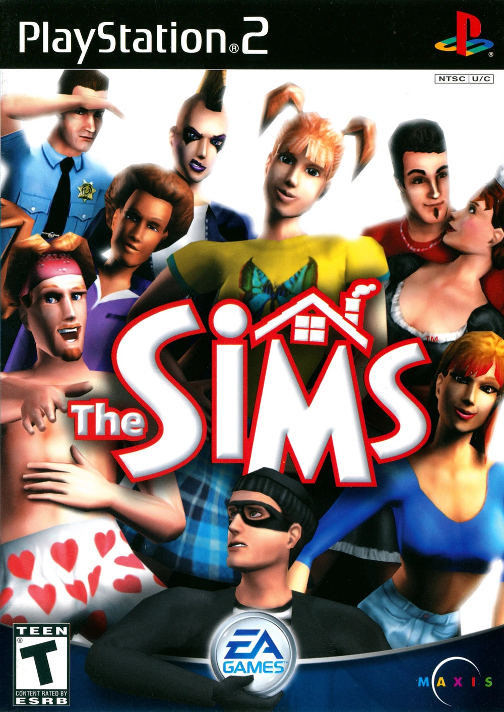 The Sims PS2 Sony PlayStation 2 life simulation game Sims series character creation home building career progression social interactions open ended sandbox gameplay Maxis EA classic simulation retro gaming PlayStation 2 software video game title cover art