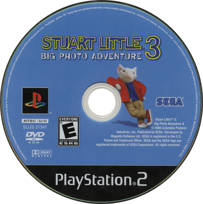 Stuart Little 3: Big Photo Adventure – PlayStation 2 (PS2) video game disc, platformer and adventure.